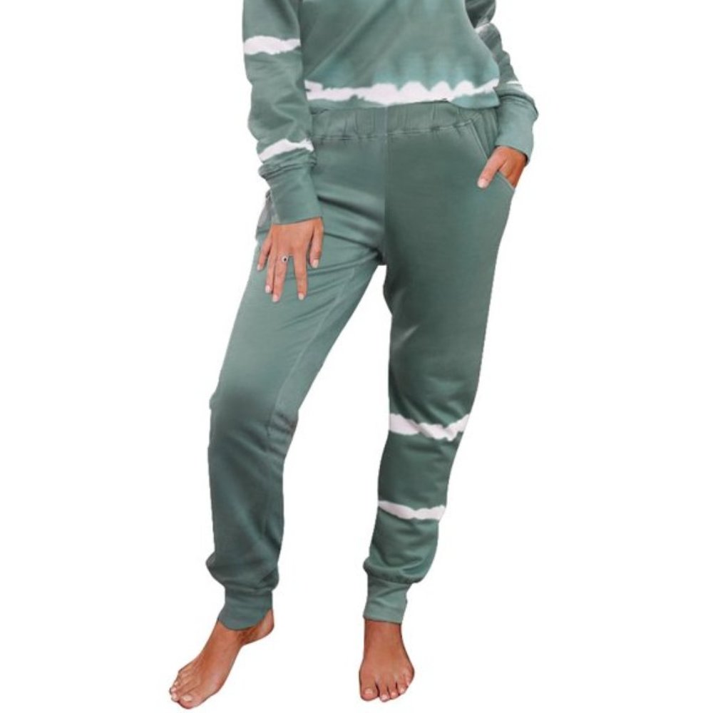 Project Social T Chase Tie Dyed Sweatpant in Green and White